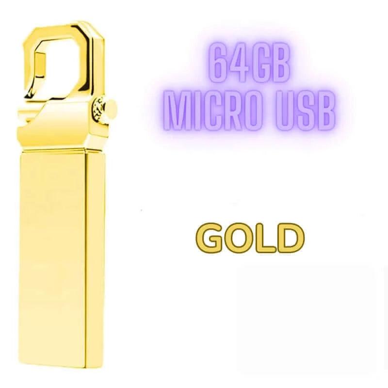 gold version of 64GB pendrive with micro usb adapter